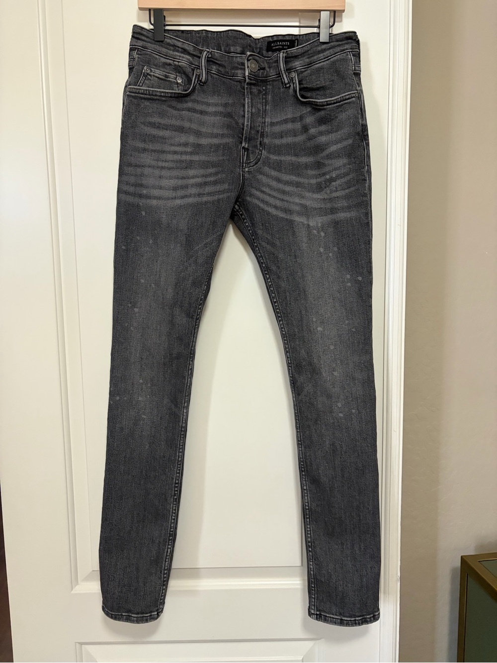 🚬🖤🚬Unisex AllSaints Cigarette Elevated Chic Black Skinny Jeans🚬🖤🚬